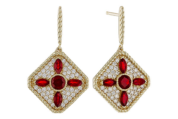 B329-23569: EARRINGS .99 TW RUBY 1.42 TGW