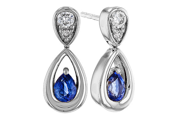 K329-21769: EARRINGS .42 SAPPHIRE .54 TGW (4x3 SAPP)